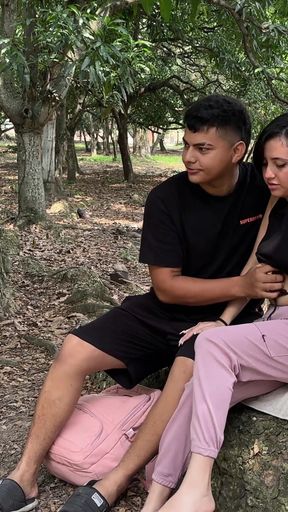 Moans in the woods: I saw a couple giving each other a hard OUTDOORS and I masturbated while recording   Clip 1