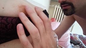 Licking And Rubbing Nipples With Beard