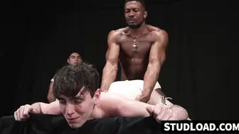 Sean Xavier teases and touches his obedient bottoms in hardcore interracial session