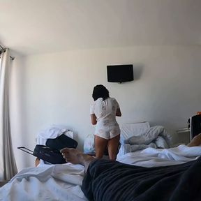 I Spy on My Busty Friend in Pajamas and It Ends in POV Cuban Blowjob