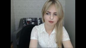 Skinny Blonde on Computer