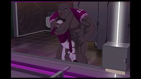 Gay jock Ubzerd breeds furry Twink Dugan in bathroom
