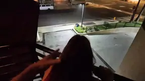 A quick balcony encounter - BBW in the outdoor scene