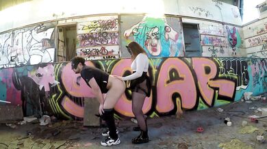 Mistress pegs her husband raw in the abandoned pool with her strapon