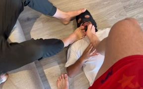 Gay Slave Licks Two Dominos Feet