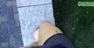 Asian Goddess Worship Series 006 Bare Feet Walking Outdoors Vol 1 Finally Good Weather on Where I Am at! I Take off My Runners