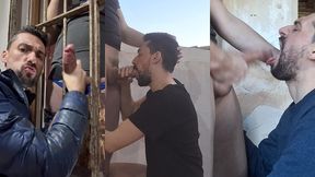 hot daddy jerking off twink with massive cock