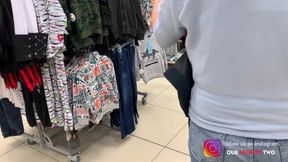 Surprise cum in her panties in store changing room