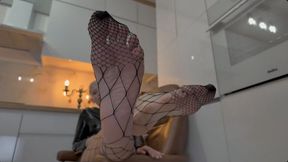 Ruslana Is Alone In The Kitchen And All She Wants Is You Worshipping Her Feet - Fishnets - HD 1920x1080