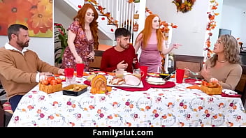 Stepsisters Arietta Adams and Cherry Fae Start Sucking Nate?s Cock Under the Dinner Table - Familyslut