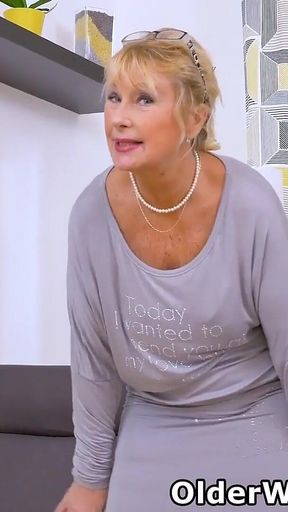 European Granny Gigi Strips off Slowly and Fingers Her Old Pussy