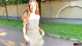 Public Solo Flashing Booty Plug In Fishnet Hose Pee