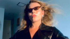 Leather spy you inside with saliva