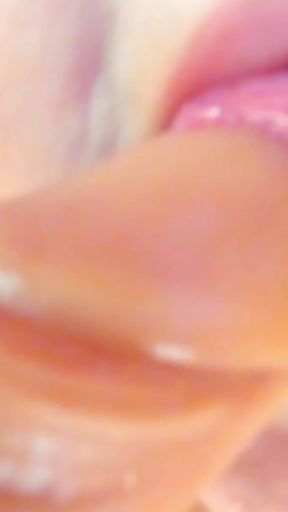 Horny chubby fucking her mouth and playing with her saliva and a huge dildo