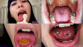 Meru Adachi - Showing inside cute girl's mouth, chewing gummy candys, sucking fingers, licking and sucking human doll, and chewing dried sardines - 1080p