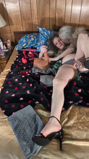 Playing with her new sex toy and I cum in her mouth!   Clip 1
