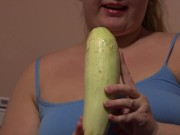 Mature BBW Housewife Milf Hot Zucchini Masturbation in Kitchen