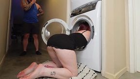 MILF Stepmom stuck in Washer Gets Hard Ride
