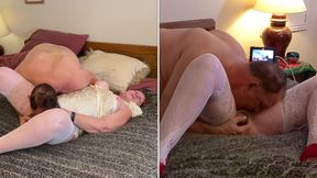 Granny Angel Red Shoes Dildo Blacking, Pussy Licking & Missionary Fucking Heaven 1 16 22