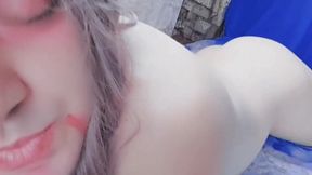 Naughty Sissy Bending Over Softly in Silky Outfit