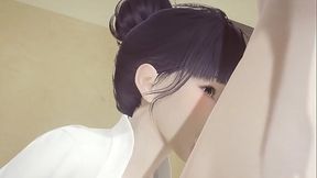 Asian librarian gives a deepthroat and fucked in the library