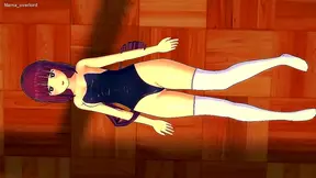 Ferns Lavish Violet Hair Swirls as She Tempts in Tight Bikini – Steamy Anime Encounter