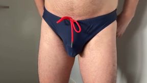 New Blue Speedo and Chastity Cage