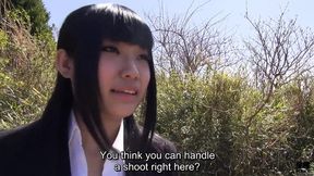 College girl in uniform gets wild outdoors