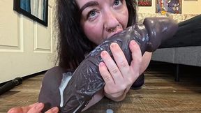 Mature MILF enjoys massive dildo ride with a twist