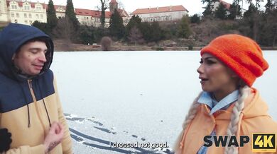 SWAP4K. A Sunday walk ended up as having a hot girl with in our bed, it was her first threesome