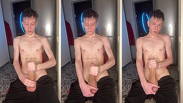 Shiny Precum Coating The Head Before The Explosion