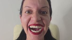 Making big eyes and big smile face while looking at just the camera 8K