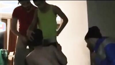 Watch these horny thugs use a big-dicked bareback on a hot, horny slutboy