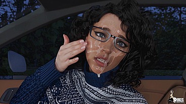 College Guy Fucks His Futa Professor in His Car.