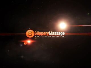 Slim Ella Storm give a slippery nuru massage