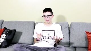 Twinks Glasses Jerk Off Session With Interview