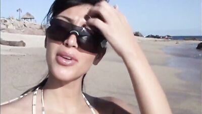 Dashing brunette goes on an erotic vacation with her black boyfriend