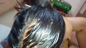 Village girl puts her husband's penis in her mouth at home