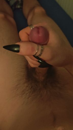 Femboy jerks off with long nails   Clip 1