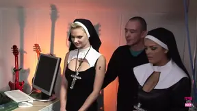 Two Nuns Take Huge Cock in Wet Holes