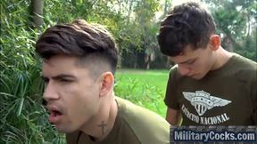 Secret Latino Boy Military Bareback outside