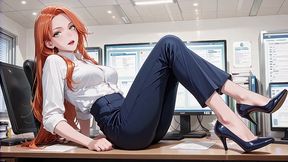 redhead office break? lazy sun-kissed nudes & that perfect opening.