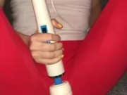 Small blonde teen slut squirts in her yoga pants