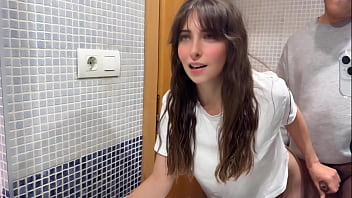 A fat 46-year-old man has sex with his girlfriend's college-aged friend; she has a hairy pussy and they fuck without a condom