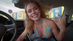 Beautiful sandy-haired milf gives rough blowjob in public