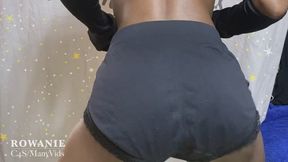 Rowanie Vigourous ass shaking in black baggy panties