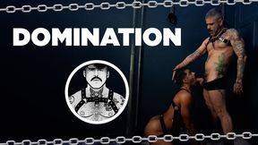 MALE DOMINATION - HARNESS - TATTOOED MAN - EDGING - CUMSHOT