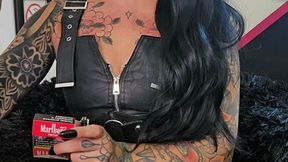 Chainsmoking two Marlboro Reds in a tight Leather dress and shiny boots - Kinkerbell23