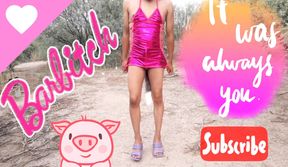 Cute Trans Barbie Strips Naked in Public with Cute Heels and Slutty Anal Plug She Needs Ken's Cock Very Hot