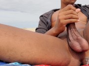 Nude beach erection | public masturbation with huge cock